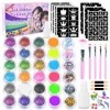 Ulikey Kit Tatouage Enfant, Tatouage Ephemere Enfant, 30 Couleur Salon de Tatouage Enfant, 138 Pochoirs, 4 Pinceaux, 2 Colle,