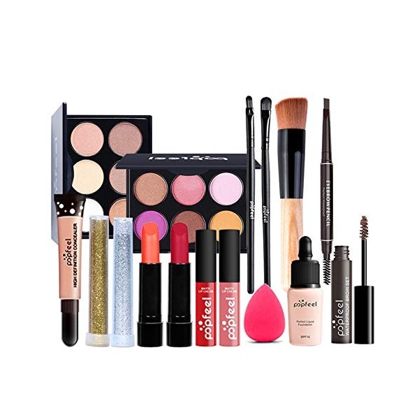 8 Pièces Ensemble-cadeau de Maquillage Tout-en-un Kit de Démarrage Essentiel de Maquillage Ensemble de Maquillage avec Fard à