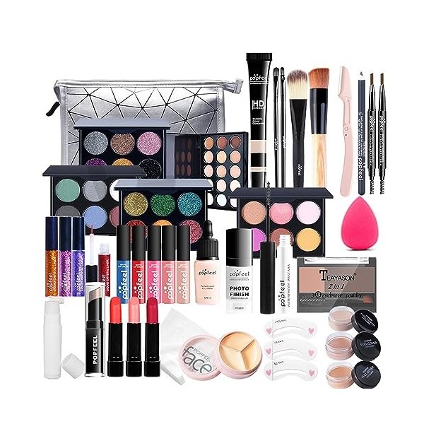 8 Pièces Ensemble-cadeau de Maquillage Tout-en-un Kit de Démarrage Essentiel de Maquillage Ensemble de Maquillage avec Fard à...