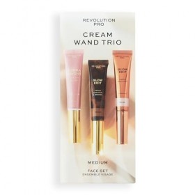 Revolution Pro Trio de baguettes en crème pour le visage, set de maquillage pour le contour, fard à joues et surligneur, végé