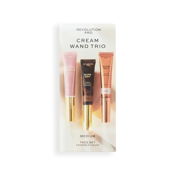 Revolution Pro Trio de baguettes en crème pour le visage, set de maquillage pour le contour, fard à joues et surligneur, végé