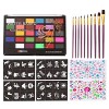 Halloween Peinture corporelle, FantasyDay Palette de Maquillage Enfants Adulte avec Paillettes, Pochoirs, Pinceaux - Peinture