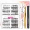 Cluster Faux Cils Individuel, LAWEZX Extension Cils Kit avec 196 Pcs Réutilisable Cils Manga, Super Hold Lash Bond et Seal, B