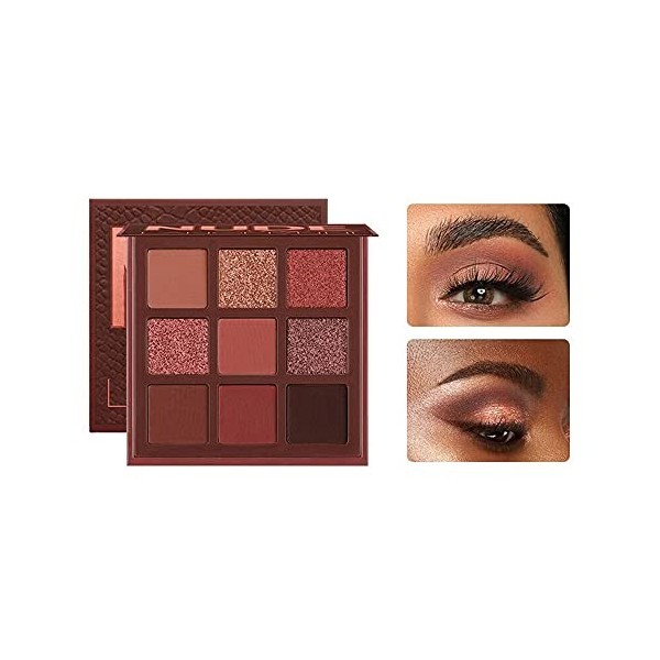 Palette de fards à paupières 9 couleurs, fard à paupières neutre scintillant mat, maquillage pour les yeux en bronze naturel 