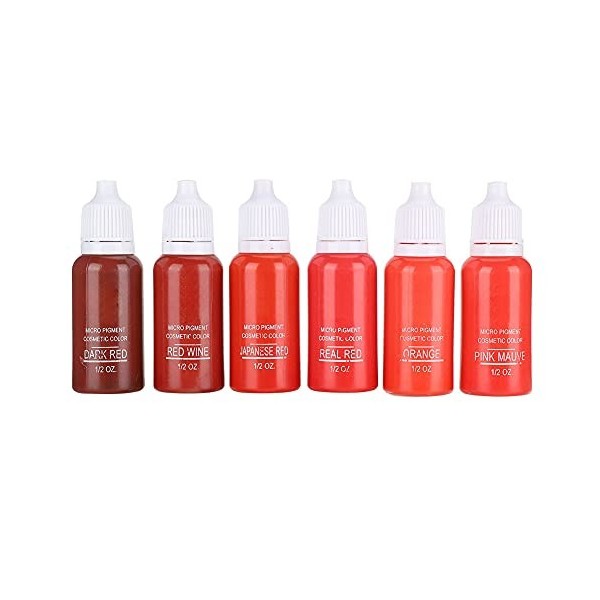 6pcs Semme Encre de Tatouage, Flacon de 15 ML Professionnel Semi-Permanent Microblading Encre Pigmentée Maquillage Semi-Perma