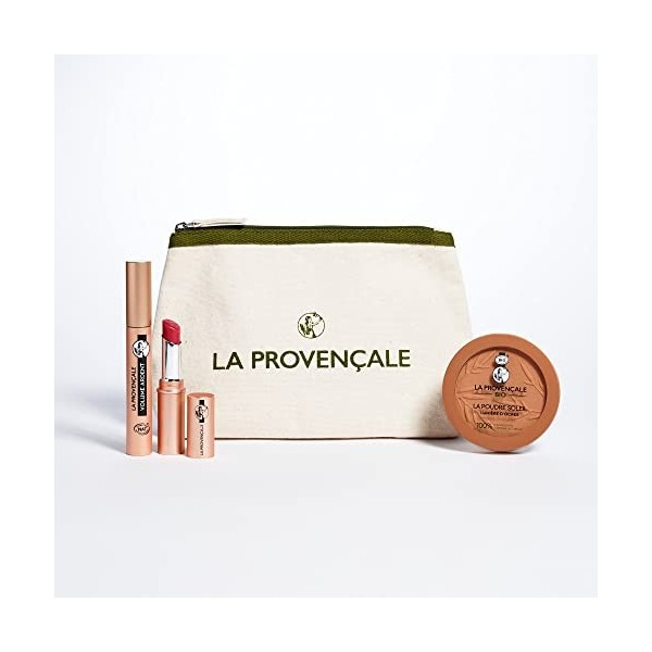 La Provençale Bio - Trousse Maquillage - 3 produits Bio & Naturel - Mascara, Rouge à Lèvres et Poudre Bonne mine