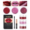 KYDA 3 couleurs Glitter Lip Kit, Diamond Metallic Glitter Lipstick Poudre pour cosmétique à lèvres, Glitter Lips Makeup with 