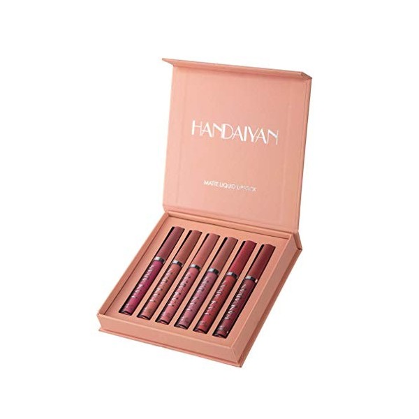 Dulele 6 Couleur Lipgloss Kit de maquillage avec coffret cadeau, Rouge à Lèvres Liquide Mat Longue Tenue Waterproof Liquid Li