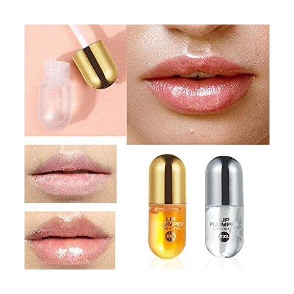 hgni 2 Pcs Lip Plumper Sérum Capsules Longue Durée Brillant À Lèvres Clair Rehausseur De Lèvres Plumper Lip Plumper Set Natur