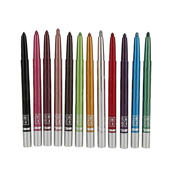 Eyeliner Coloré, Ensemble de Crayons pour les Yeux 12 Couleurs, Maquillage Imperméable Hautement Pigmenté Longue Durée, Crayo