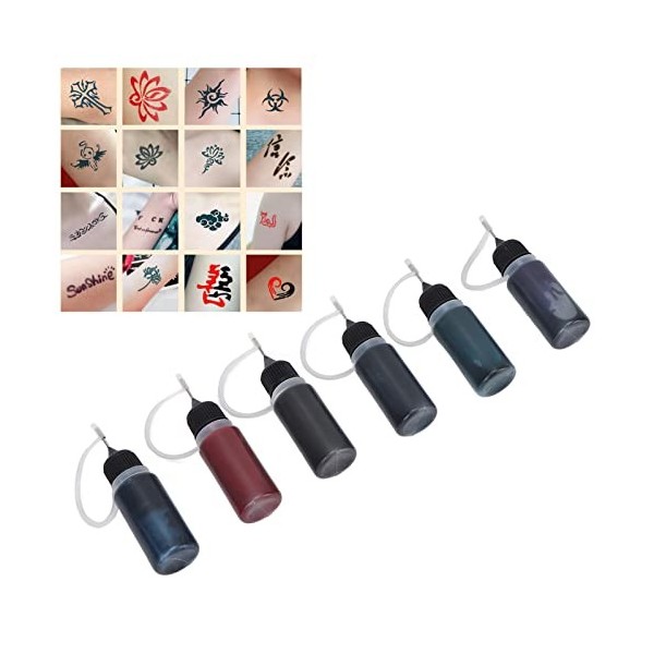 Encre de tatouage temporaire, 18pcs 15 ml dencre de tatouage temporaire Semi permanente différentes couleurs Body Makeup Tat