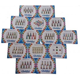 Bindi Lot de 12 paquets dautocollants colorés pour le front et le visage