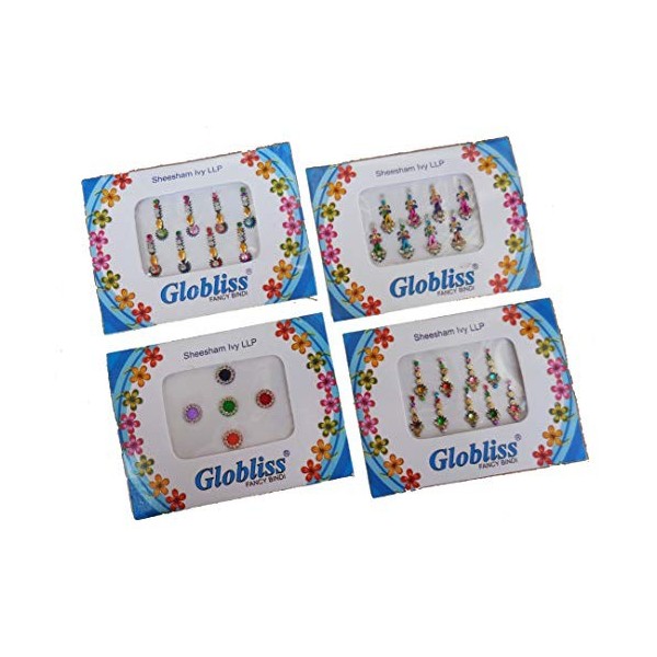 Bindi Lot de 12 paquets dautocollants colorés pour le front et le visage