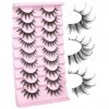 Goddvenus Lot de 9 paires de cils manga naturels hérissés 3 Styles Mixtes Courts et duveteux