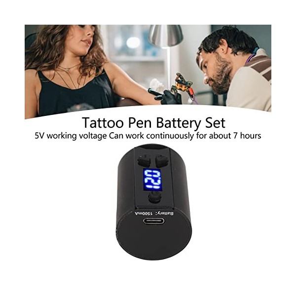 Batterie de machine à tatouer sans fil réglable de 1500 mAh 3 à 12 V avec affichage numérique LED pour stylo de tatouage typ