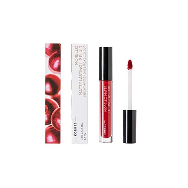 KORRES Fluide à lèvres MORELLO Matte Lasting - N°59 Rouge Brique, Lot de 12 x 3,4 ml