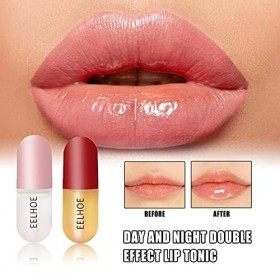 monshop 2 Pièces Day & Night Double Effect Lip Plumper Coffret Lip Enhancer, Natural Lip Plumper, Lip Care Serum, Moisturized