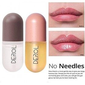 2 Pcs Natural Lip Plumper,Ensemble de sérum rehausseur et soin des lèvres à double effet jour et nuit,Brillant à lèvres aux e