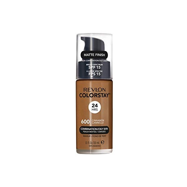 REVLON Colorstay Fond de teint liquide pour peaux combinées/grasses SPF 15, longue tenue couverture moyenne complète avec fin