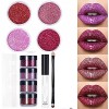 Glitter Lip Kit Stay Golden Cosmetics,Ensemble De Rouge à LèVres Brillant ligne rouge 