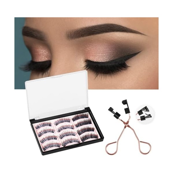 Faux Cils Magnetique Aimanté sans colle Cils Magnetique Naturel 3d Waterproof Effet sans Eye-Liner Réutilisables, Facile à ut