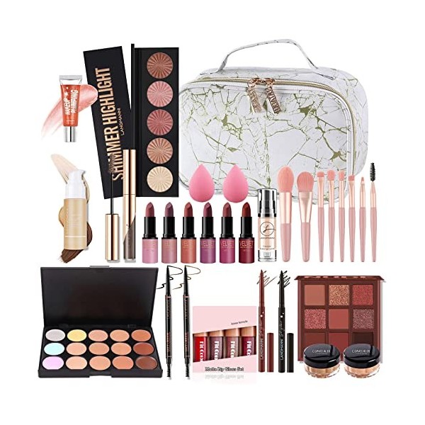 Palette de Maquillage Coffret Maquillage Ensemble-cadeau de Tout-en-un Kit de Démarrage de Maquillage avec Fard à paupières P