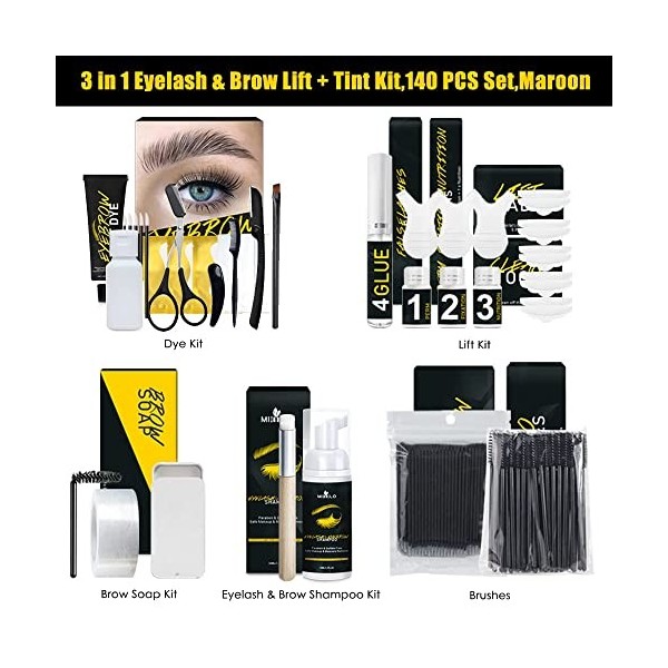 ZOLGINAH 3 en 1 Kit Rehaussement de Cils et Sourcils, Kit de Teinture des Sourcils,DIY Lash lift Kit Eyelash Perm Dye Kit Soa