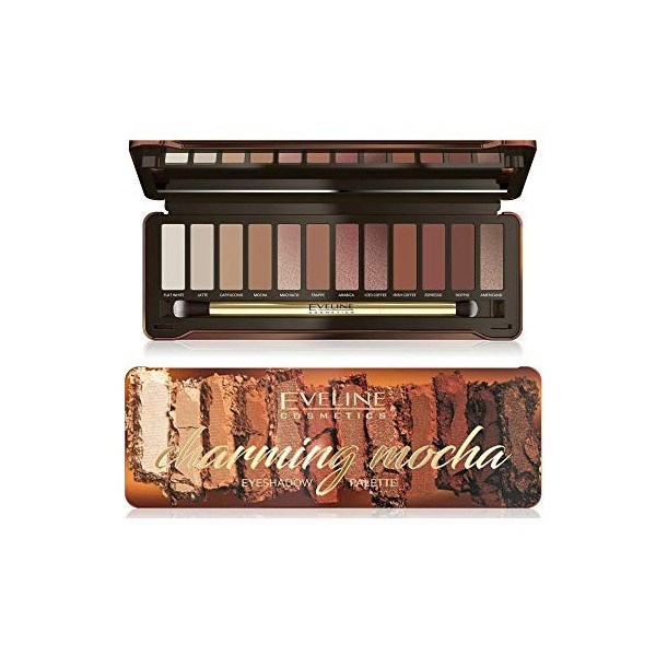 Eveline Cosmetic Charming Moka Palette De Fards À Paupières Nude | Ensemble De Maquillage Pour Les Yeux 12 Couleurs Chocolat 