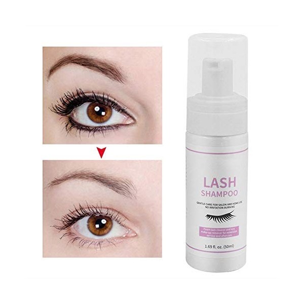 50 ml de nettoyant pour les cils, shampooing pour les cils anti-cils, mousse douce pour éliminer les résidus de maquillage, s