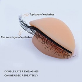 Fockety Paupières de Rechange pour Extensions de Cils, 9 Paires de Paupières de Rechange Amovibles en Silicone pour Tête de M