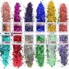 Jantabo 12 Couleurs Holographique Paillettes, Paillettes Maquillage Paillettes Set, pour Festival Fête Visage Corps Cheveux E