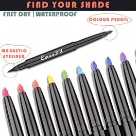 Gireatick Eyeliner Coloré 2 en 1 Ensemble de 9 Couleurs, Stylo Eyeliner et Eyeliner Auto-Adhésif Amélioré, Eyeliner Imperméab