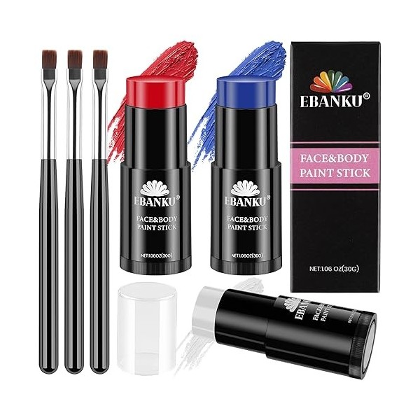 EBANKU Colori Viso Corpo Pittura Stick Olio Bastoncini Neri per Crema Sportiva Scheletro Joker Mimo Fondotinta Trucco Kit Pit