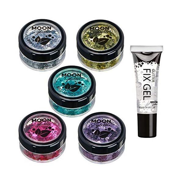 Eco Chunky Glitter de Moon Glitter biodégradable - 100% Cosmetic Bio Glitter pour le visage, le corps, les ongles, les cheveu