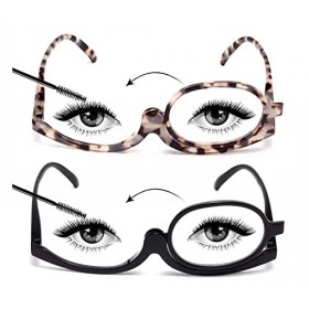 Amorays Lunettes de maquillage pour femme, lunettes de lecture monolentes pour maquillage mode 2 paquet 3660NEW, Noir + tortu