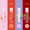 Ensemble dhuile de lèvre de fruit de 4 pièces Lip Gloss Crystal Jelly Liquid Lipstick, set hydratant hydratant et non collan