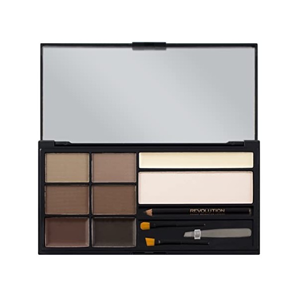 Makeup Revolution, Ultra, Palette de Sourcils, Medium-Dark, 8 Ombres, 19g