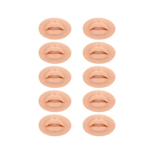 10pcs Lèvres de Pratique de Tatouage, Modèle de Bouche Ouverte en Silicone Souple, Modèle de Lèvre 3D, Peau de Pratique de Mi