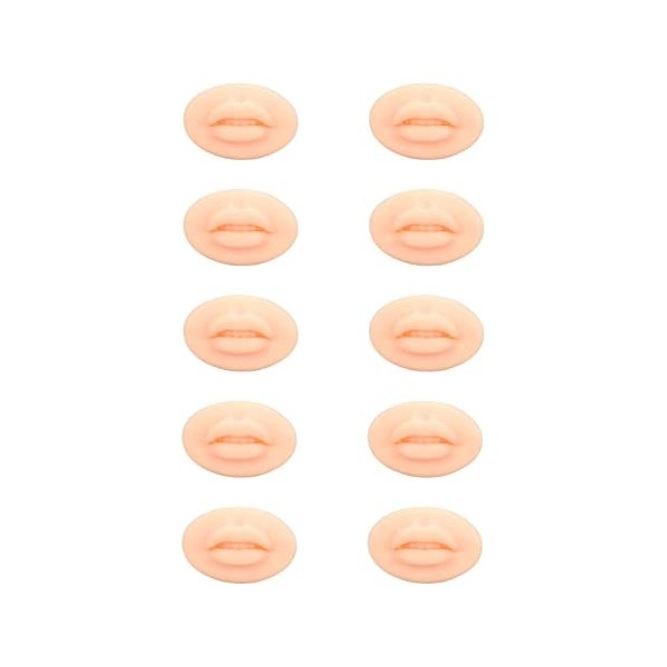 10pcs Lèvres de Pratique de Tatouage, Modèle de Bouche Ouverte en Silicone Souple, Modèle de Lèvre 3D, Peau de Pratique de Mi