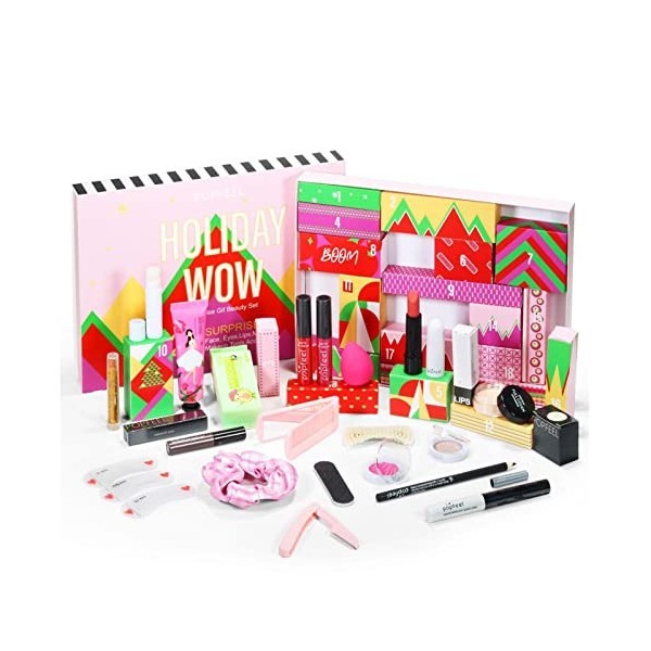 LAvent_Maquillage Et Beauté, LAvent_2022 Produits Maquillage Advent Calendar Noël Ensemble Cosmétiques Fard À Paupières Rou