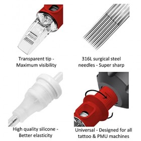 WARRIOR RED Cartouches et daiguilles de Tatouage Big Magnum M1 Tattoo Needle Cartridge Stérilisée Professionnelle 20 pièces 