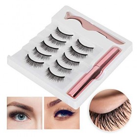 Faux cils magnétiques + Eyeliner liquide magnétique + Pince à épiler Cils réutilisables Extension Kit de maquillage des cils 