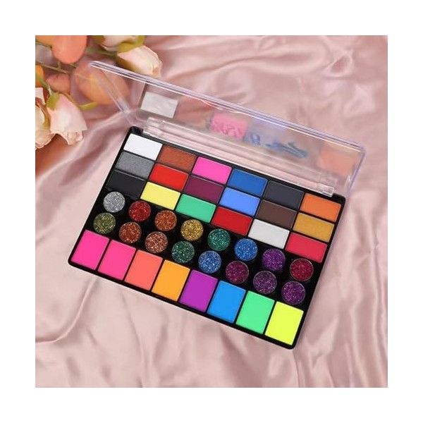 Palette Dhuile de Peinture pour le Corps et le Visage pour Enfants et Adultes, 42 Couleurs, Kit de Maquillage Professionnel 