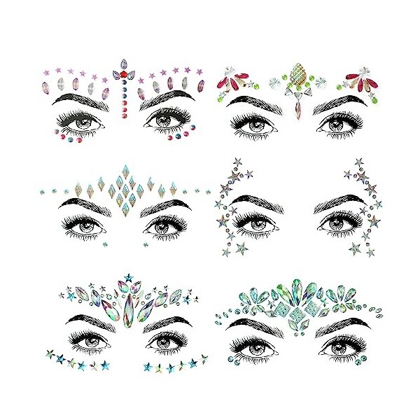 SHINEYES autocollants pour le visage et le visage de rave avec strass pour le visage et le corps 8 Pcs No.04 