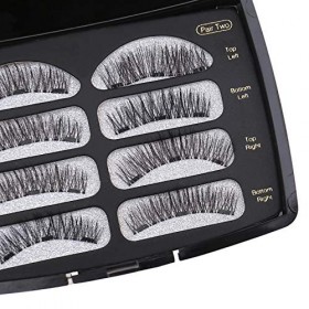 8pcs Femmes Maquillage Naturel Léger Curly 3D Extension Triple Aimant Doux à Main Réutilisable Magnétique Sans Colle Faux Cil