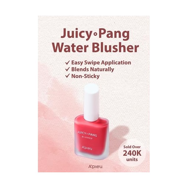 APIEU Juicy-Pang Fard à joues liquide - Finition hydratante - Facile à appliquer - Aspect naturel - K-beauty - Cerise Cherr