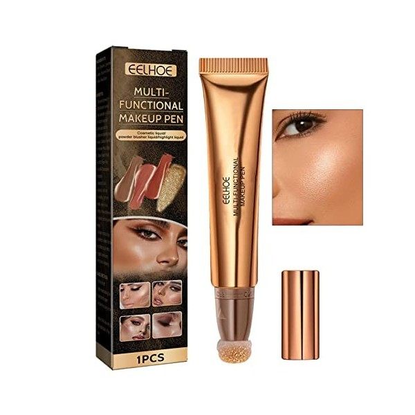 Stylo de maquillage multifonctionnel, baguette de contours liquides, surligneur et bâton bronzant avec applicateur de coussin