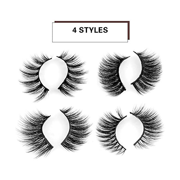 Faux Cils, Faux Cils 3D Moelleux Avec, 20 Paires Multipack Eyelashes Mode Longue Extension de Cils Pour Femmes Maquillage Poi