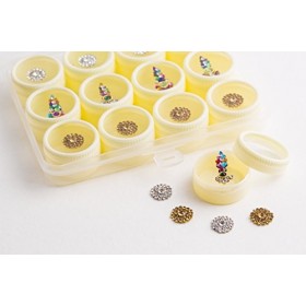 Lot de 12 boîtes Bindi - Mélange de couleurs argentées et dorées - Cristaux multicolores - Pour mariée - Bijoux indiens foreh