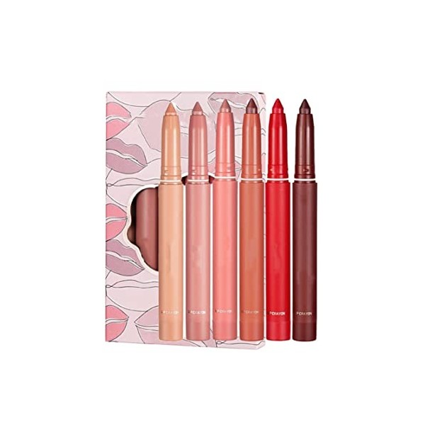 12 Color Rotating Sharpenable Matte Lipstick Pencils , Lipstick Matte , Non-stick Cup , Matte Lip Liner Pencil Set, Lasting W